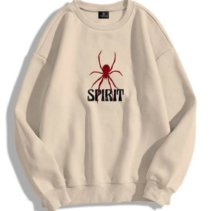 Unisex Spirit Bisiklet Yaka Sweatshirt Hoodie Gri