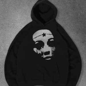 Unisex Star Face Sweatshirt Siyah