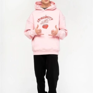 Unisex Strawberry Milk Sweatshirt Hoodie Pembe