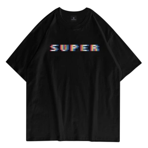 Unisex Super Pixel Siyah Tshirt
