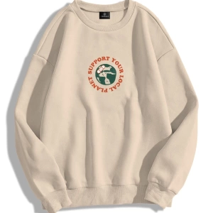 Unisex Support Your Planet Bisiklet Yaka Sweatshirt Hoodie