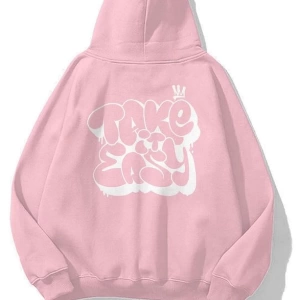 Unisex Take It Easy Sweatshirt Hoodie Pembe