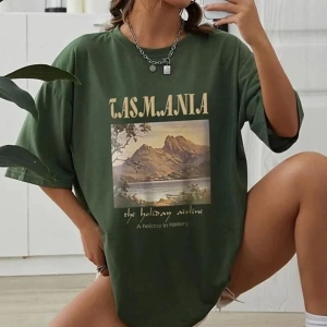 Unisex Tasmania Baskılı T-shirt