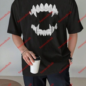 Unisex Teeth Tshirt Beyaz