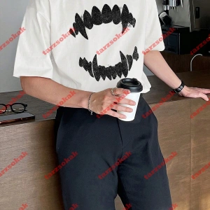 Unisex Teeth Tshirt Beyaz