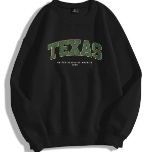 Unisex Texas Bisiklet Yaka Sweatshirt Siyah