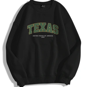 Unisex Texas Bisiklet Yaka Sweatshirt Siyah