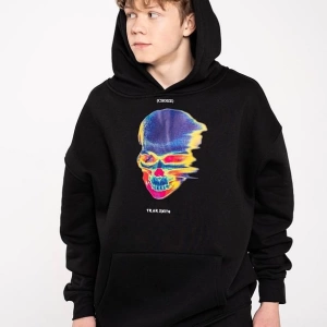 Unisex Thermal Skull Sweatshirt Hoodie Siyah
