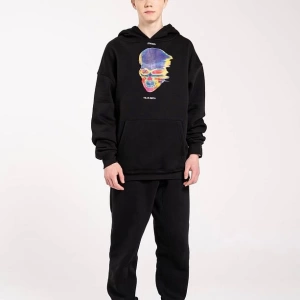 Unisex Thermal Skull Sweatshirt Hoodie Siyah