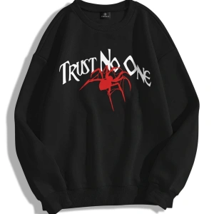 Unisex Trust No One Bisiklet Yaka Sweatshirt Siyah