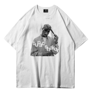 Unisex Tupac Shakur Tshirt Beyaz