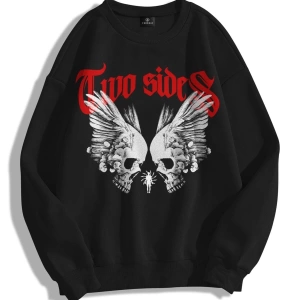 Unisex Two Sides Bisiklet Yaka Sweatshirt