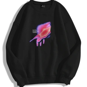 Unisex Ungrateful Bisiklet Yaka Sweatshirt Siyah