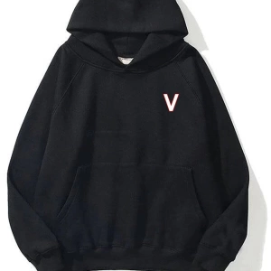 Unisex V Harfli Siyah Sweatshirt