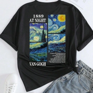 Unisex Van Gogh Baskılı Oversize