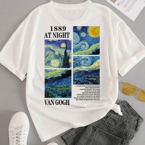 Unisex Van Gogh Baskılı Oversize