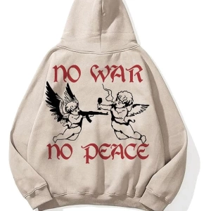 Unisex War Peace Sweatshirt Hoodie Gri