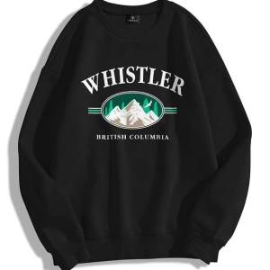 Unisex Whistler Bisiklet Yaka Sweatshirt Siyah