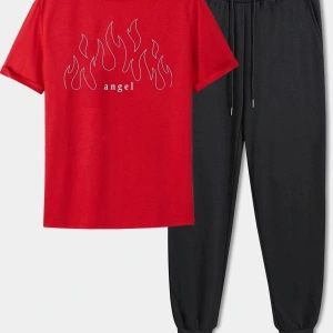 Unisex White Angel Baskılı 2li Eşofman Takımı TSH-SIYAH-BEYAZALEV-ESH-DUZ