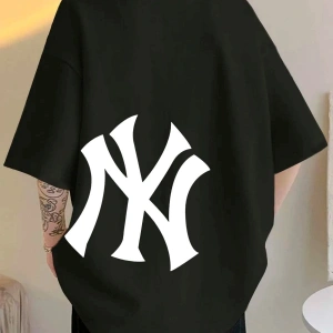Unisex Yankees Özel Baskılı Oversize Penye Bisiklet Yaka T-Shirt