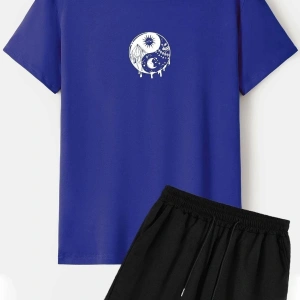 Unisex Ying Yang Şort T-shirt Eşofman Takımı TSH-YİNGYANG-SHRT-DÜZ