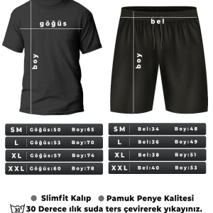 Unisex Ying Yang Şort T-shirt Eşofman Takımı TSH-YİNGYANG-SHRT-DÜZ