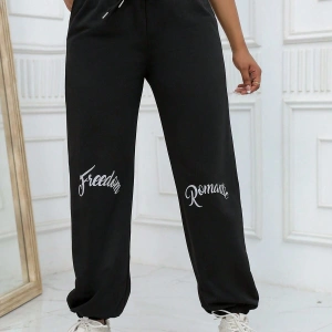 Unity Reflective Letter Graphic Drawstring Waist 4 Mevsim Eşofman