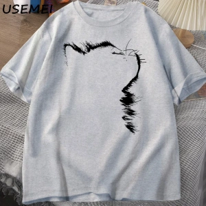 Uyandırma hareket aptal kedi T Shirt erkek kadın rahat erkek tişört adam giysileri pamuk kısa 2989