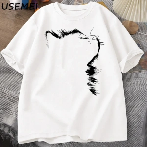Uyandırma hareket aptal kedi T Shirt erkek kadın rahat erkek tişört adam giysileri pamuk kısa 2989
