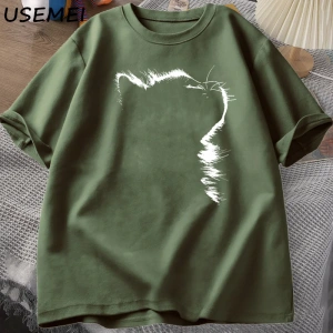 Uyandırma hareket aptal kedi T Shirt erkek kadın rahat erkek tişört adam giysileri pamuk kısa 2989