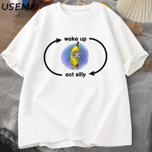 Uyandırma yasası aptal T Shirt ağlayan muz kedi Meme T-shirt komik üzgün Kitty kedi Zoning dı