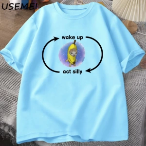Uyandırma yasası  T Shirt ağlayan muz kedi  T-shirt komik üzgün Kitty kedi Zoning dı