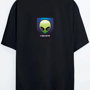 Uzaylı Baskılı Oversize Unisex T-shirt