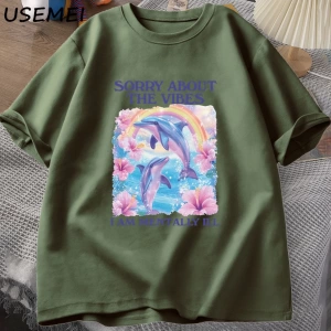 Üzgünüm Vibes hakkında Unisex T Shirt Aptal Garip T-shirt Komik Zihinsel Tshirt Pamuk Kısa Ko