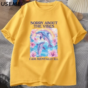 Üzgünüm Vibes hakkında Unisex T Shirt Aptal Garip T-shirt Komik Zihinsel Tshirt Pamuk Kısa Ko 2811