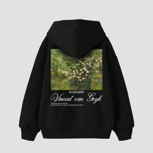 V. Van Gogh Roses Baskılı Oversize Unisex Siyah