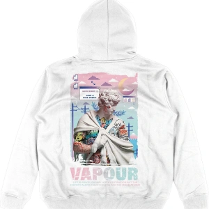 Vapour Oversize Unisex Kapüşonlu Sweatshirt Hoodie Beyaz