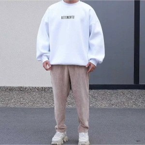 Vetements Renkli Oversize Bisiklet Yaka Pamuklu Sweatshirt Beyaz