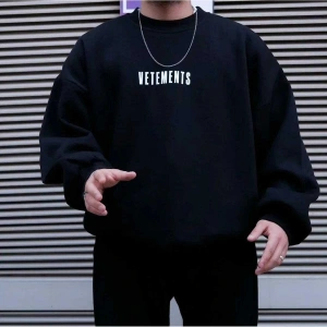 Vetements Renkli Oversize Bisiklet Yaka Pamuklu Sweatshirt Beyaz