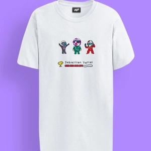 Vettel Pixel Art Beyaz T-shirt