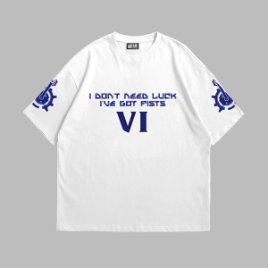 VI Arcane Baskılı Oversize Unisex Beyaz