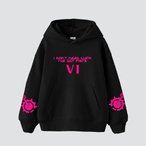 VI Arcane Baskılı Oversize Unisex Siyah