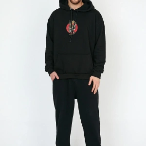 Victory or Death Siyah Oversize Unisex Kapüşonlu Sweatshirt Hoodie