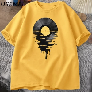 Vinil Kayıt T Shirt Vinil Serin Gün Batımı Vintage Müzik Sevgilisi Tee Tshirt DJ Müzik Öğretm 2866