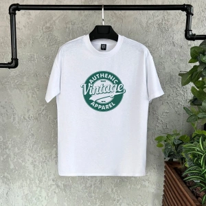 Vintage Baskılı Beyaz Erkek