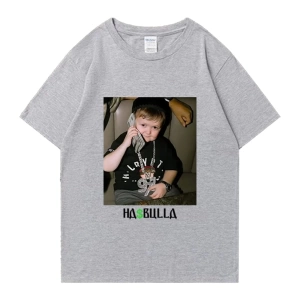 Vintage Hasbulla mücadele T shirt yaz erkek kadın moda grafikli tişört boy kısa kollu sa