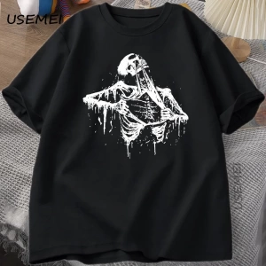 Vintage İskelet Yırtık Rip Cage 90s Tİskelet Grafik T-shirt Y2k Kafatası Tee Hip Hop  2970