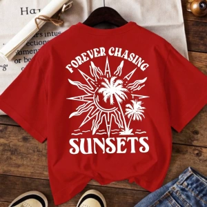 Vintage Loose Kişilik Sokak Grafik Baskılı Yuvarlak Yaka Kısa Kollu Tişört