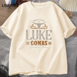 Vintage Luke Combs EST 1990 T Shirt erkek kadın batı ülke müzik Bullhead tur Merch T-shirt ko