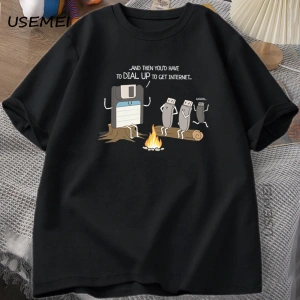Vintage Retro Tech Internet komik tişört Erkek Kadın Baskılı Rahat Kısa Kollu Karışımı Ekip B 2794